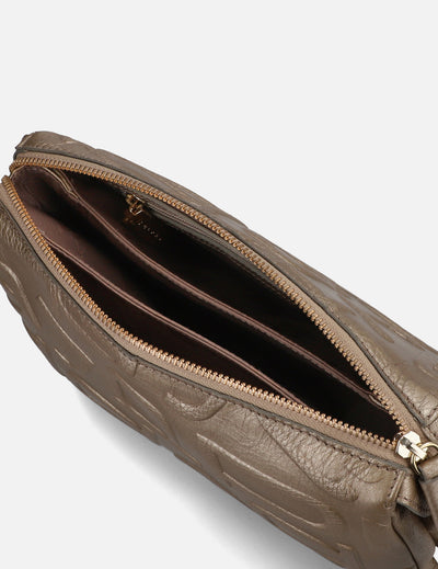 Bolso bandolera de piel color oro para mujer