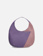 Bolso media luna piel ante y bombeada color morado
