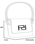 Bolso satchel en piel napa color amarillo y solapa grabada con  logo Pd para mujer