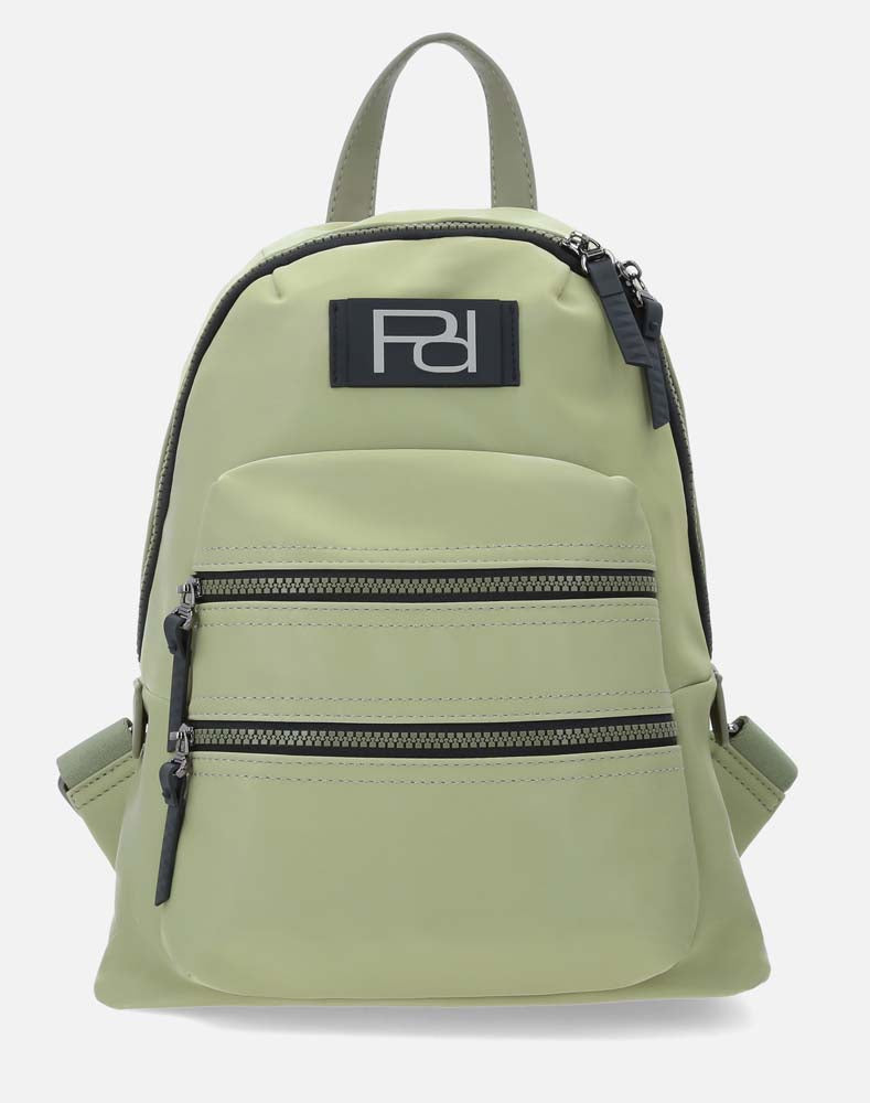 Mochila en textil color verde efecto tornasol y doble cierre