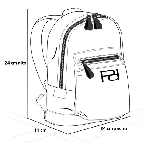 Mochila en textil color verde efecto tornasol y doble cierre frontal con etiqueta de goma al frente unisex