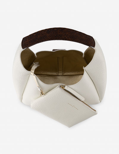 Bolso al hombro color blanco con detalles de serpiente para mujer