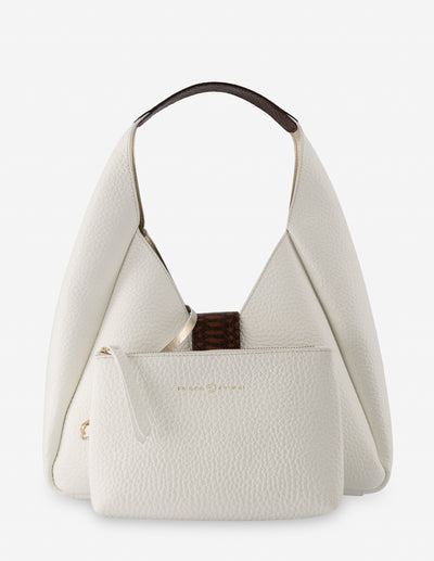 Bolso al hombro color blanco con detalles de serpiente para mujer