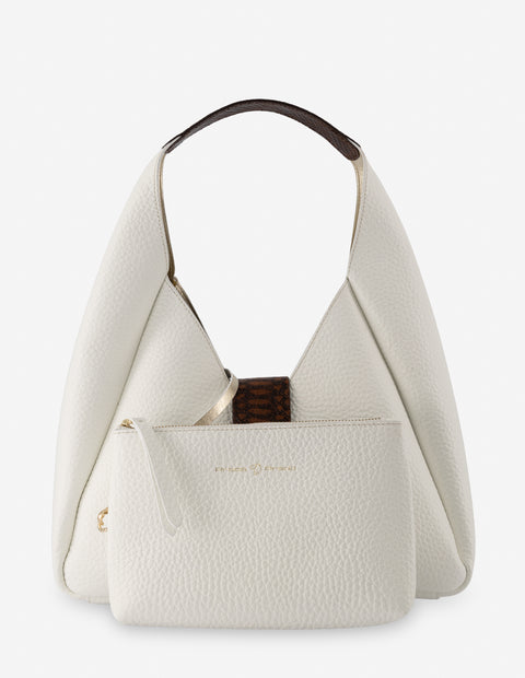 Bolso al hombro color blanco con detalles de serpiente para mujer