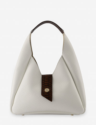 Bolso al hombro color blanco con detalles de serpiente para mujer