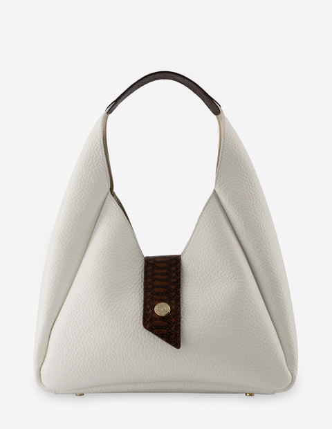 Bolso al hombro color blanco con detalles de serpiente para mujer