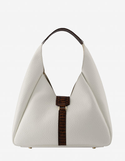 Bolso al hombro color blanco con detalles de serpiente para mujer