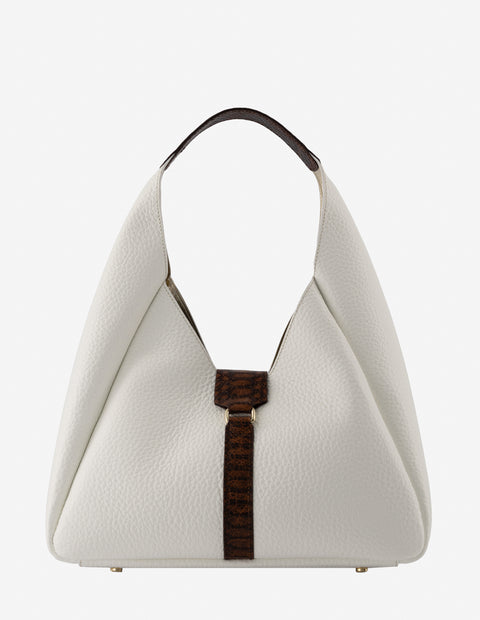 Bolso al hombro color blanco con detalles de serpiente para mujer