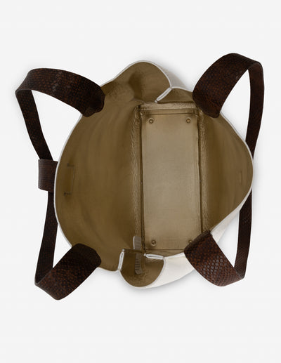 Bolso tipo shopper color blanco con detalles de serpiente para mujer