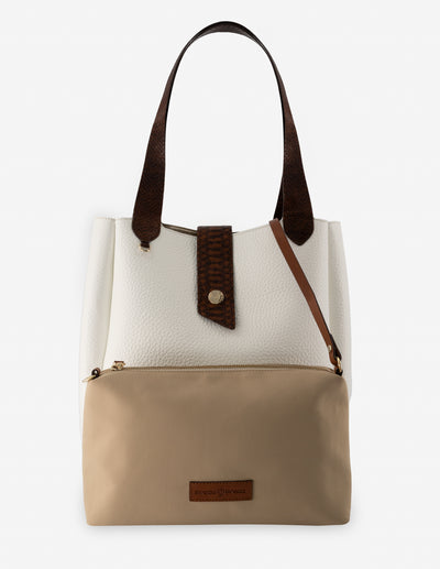 Bolso tipo shopper color blanco con detalles de serpiente para mujer