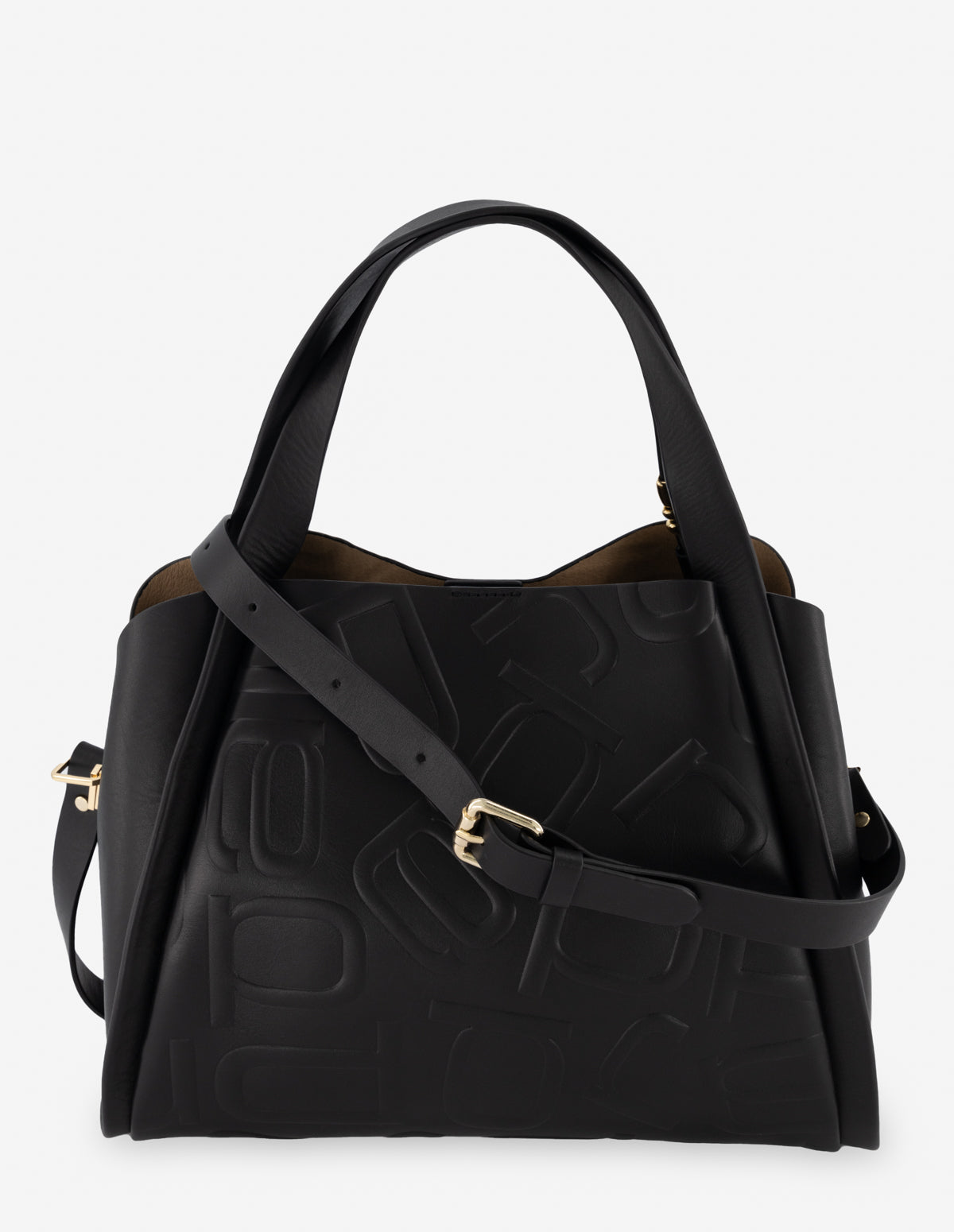 Bolso de hombro en piel color negro con anagrama de letras Prada para mujer
