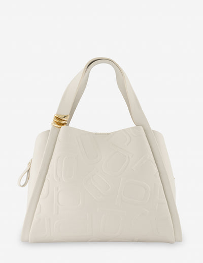 Bolso de hombro en piel color blanco con anagrama de letras Prada para mujer