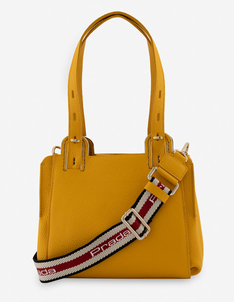 Bolso de hombro en piel color amarillo para mujer