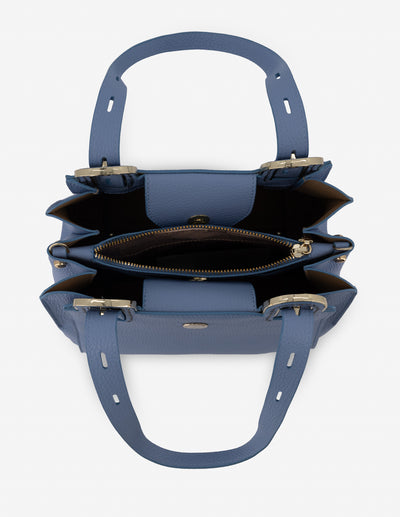 Bolso de hombro en piel color azul para mujer