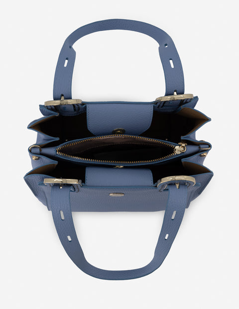 Bolso de hombro en piel color azul para mujer