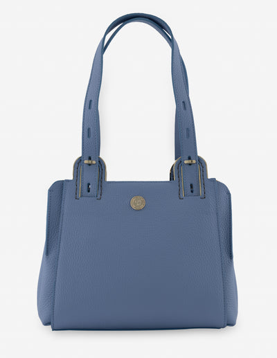 Bolso de hombro en piel color azul para mujer