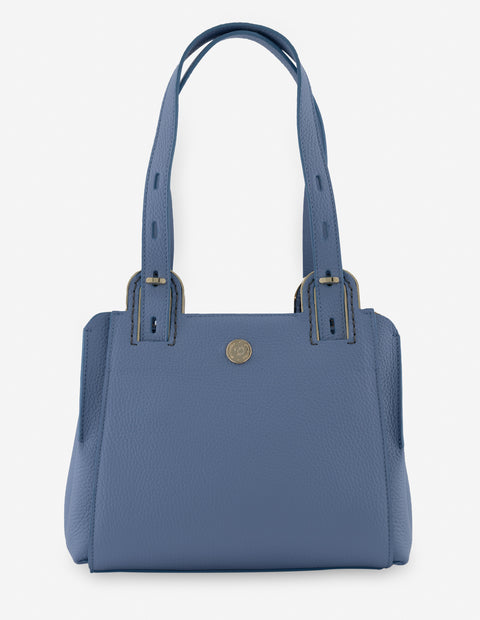 Bolso de hombro en piel color azul para mujer