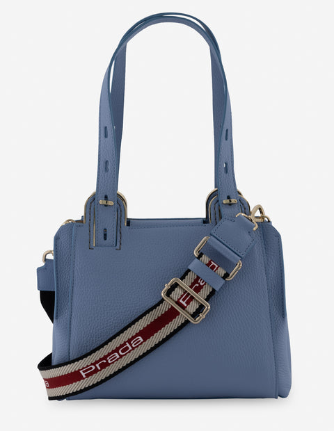 Bolso de hombro en piel color azul para mujer