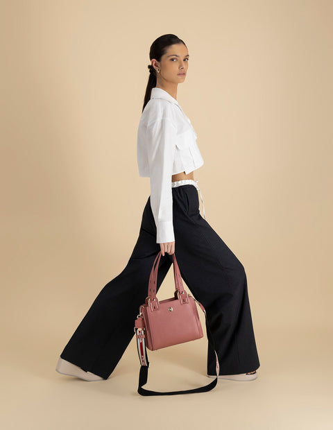 Bolso de hombro en piel color amarillo para mujer