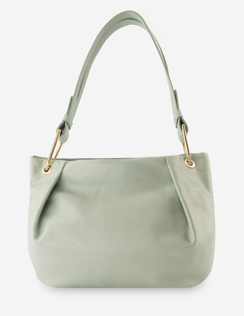 Bolso de hombro en piel verde para mujer