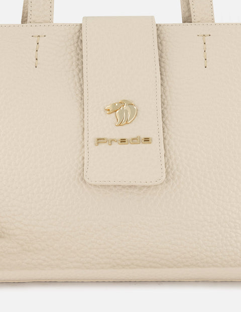 Bolso de hombro de piel color blanco para mujer