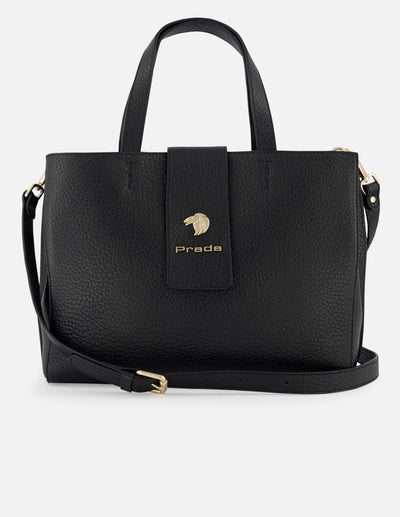 Bolso de hombro de piel color negro para mujer