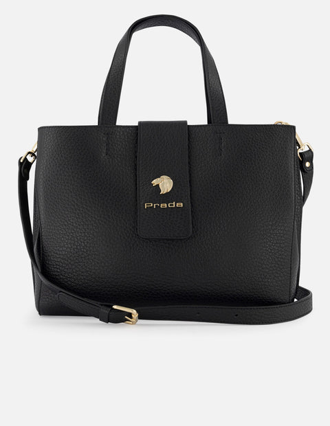Bolso de hombro de piel color negro para mujer