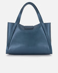 Bolso de hombro de piel metalizada color azul para mujer