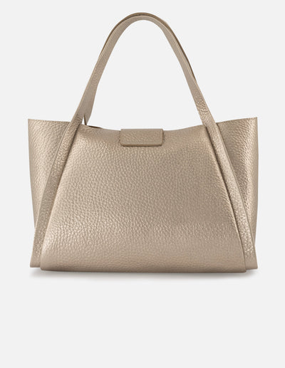 Bolso de hombro de piel metalizada color plata para mujer