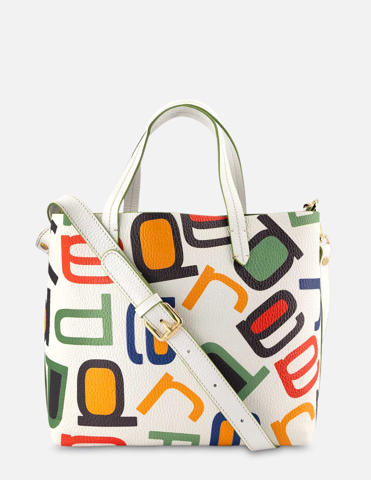 Bolso tipo shopper en color blanco con anagrama de letras Prada multicolor