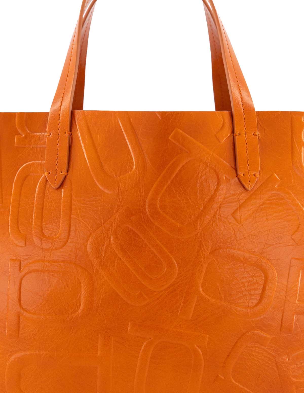 Bolso shopper anagrama letras Prada en piel color naranja para mujer