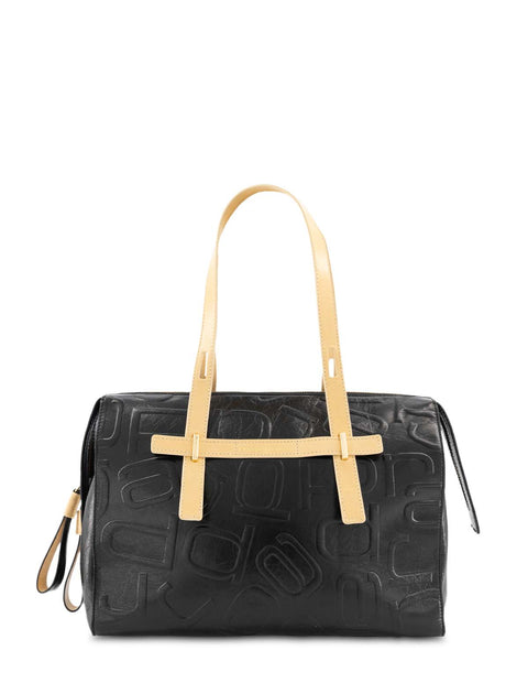 Bolso bowling con grabado angarama letras para en piel color negro para mujer