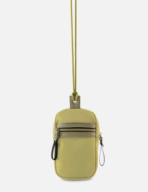 Bolso porta celular en color verde unisex