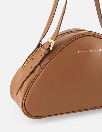 Bolso trapecio de piel color caoba para mujer