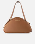 Bolso trapecio de piel color caoba para mujer