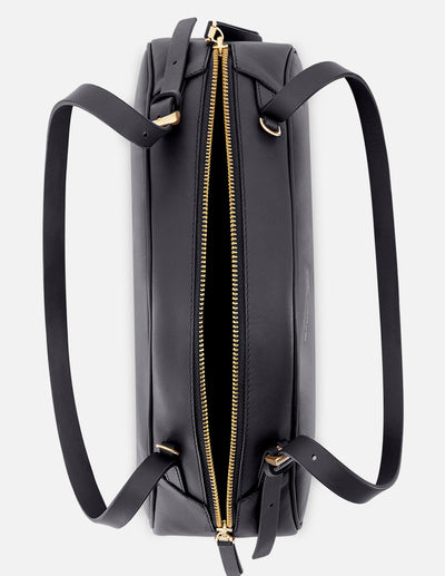 Bolso trapecio de piel color negro para mujer