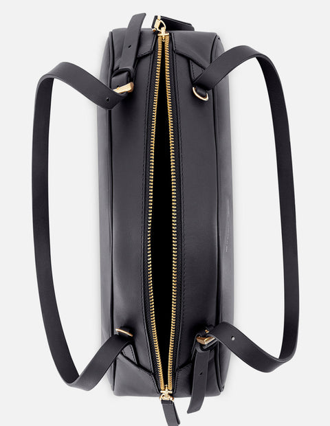 Bolso trapecio de piel color negro para mujer