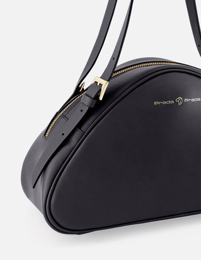 Bolso trapecio de piel color negro para mujer