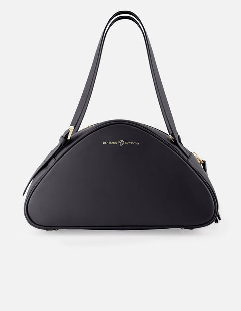 Bolso trapecio de piel color negro para mujer