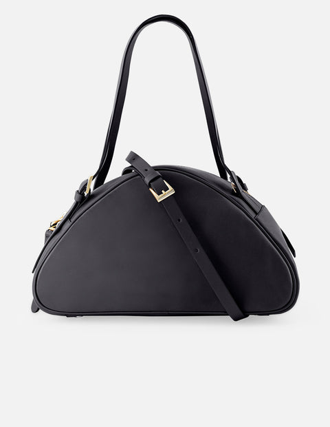 Bolso trapecio de piel color negro para mujer