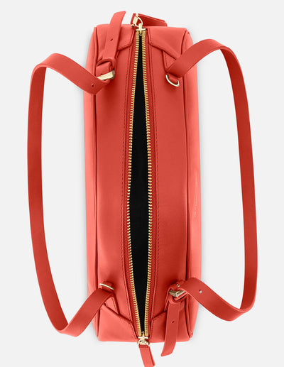 Bolso trapecio de piel color rojo para mujer
