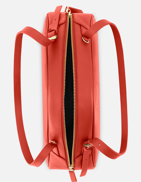 Bolso trapecio de piel color rojo para mujer
