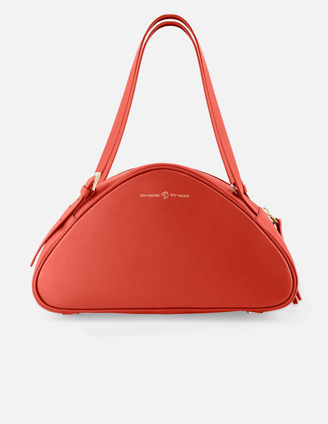 Bolso trapecio de piel color rojo para mujer