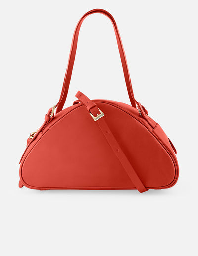Bolso trapecio de piel color rojo para mujer