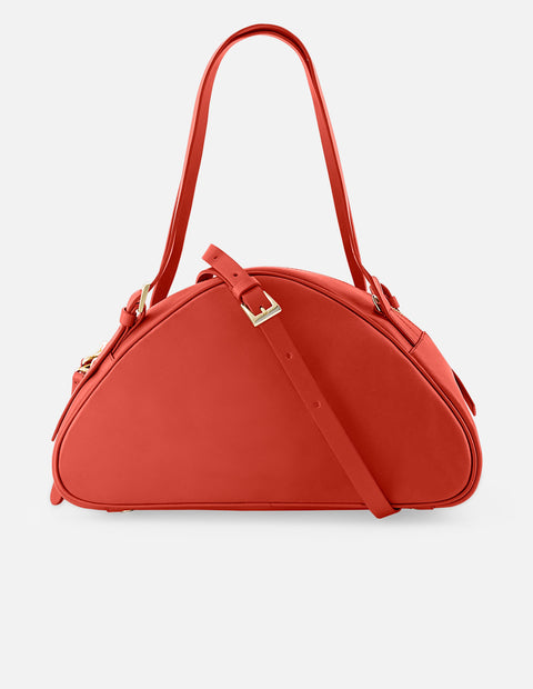 Bolso trapecio de piel color rojo para mujer