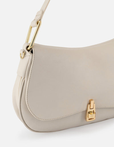 Bolso de hombro de piel color blanco para mujer