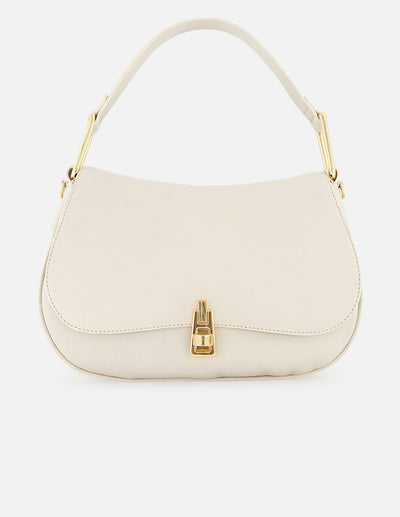 Bolso de hombro de piel color blanco para mujer