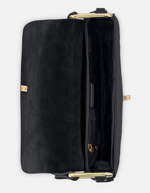 Bolso de hombro de piel color negro para mujer