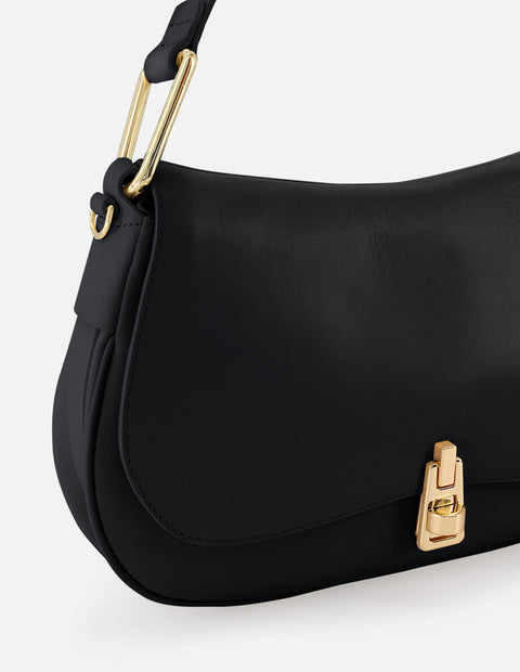 Bolso de hombro de piel color negro para mujer