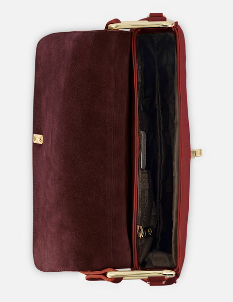 Bolso de hombro de piel color vino para mujer